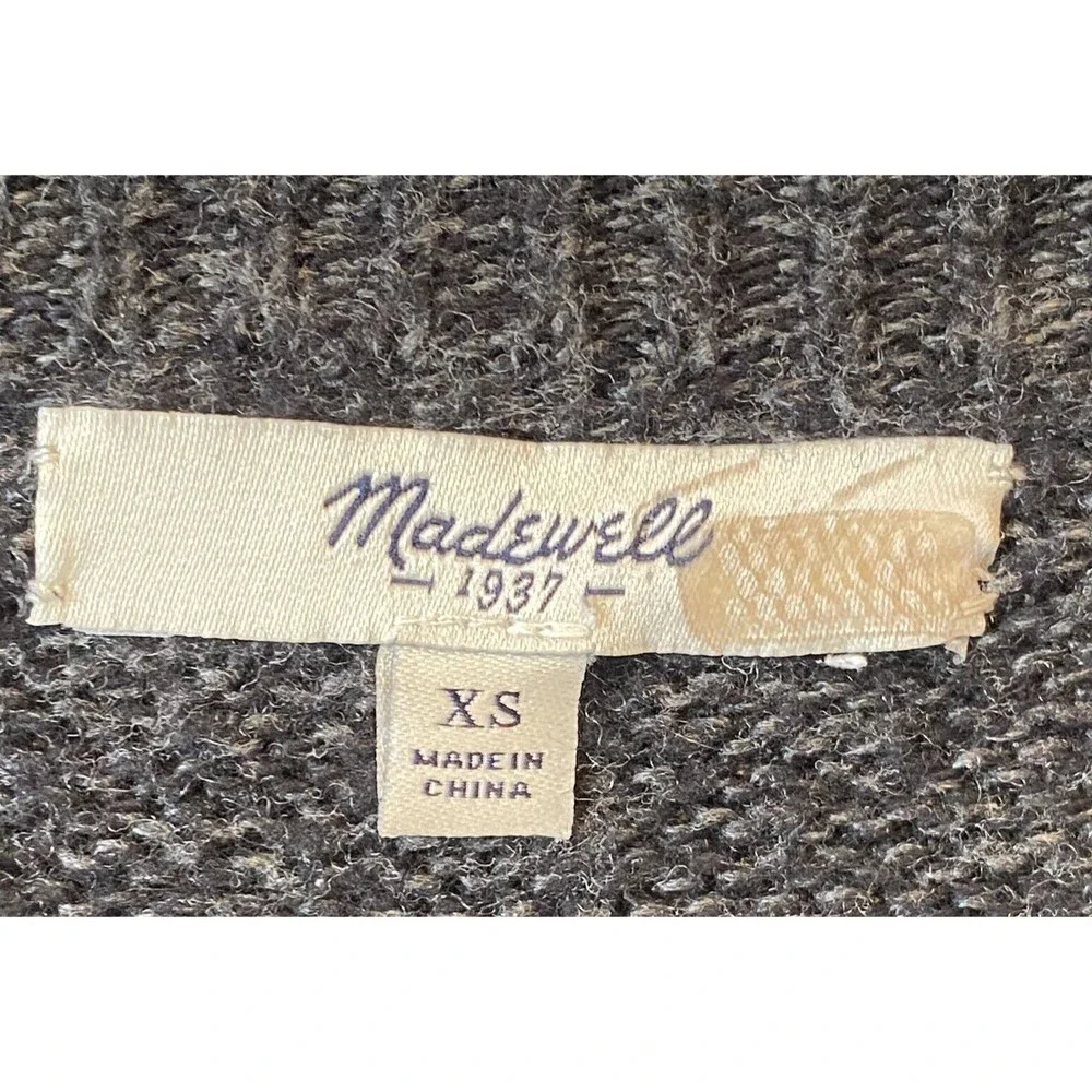 Madewell‎ Cotton Blend Leather Trim Knit Sweater mens Sz XS or Women Size Large